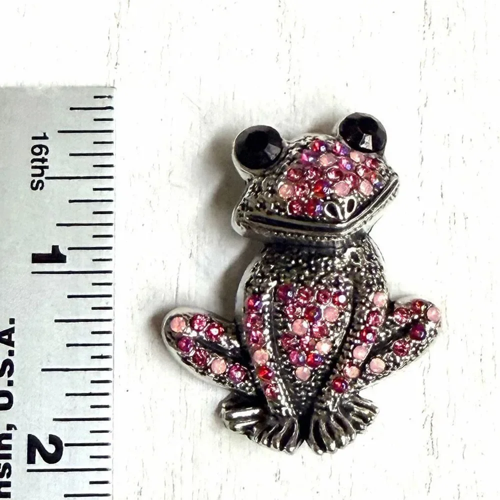 Pink Rhinestone Frog Brooch pink rhinestone